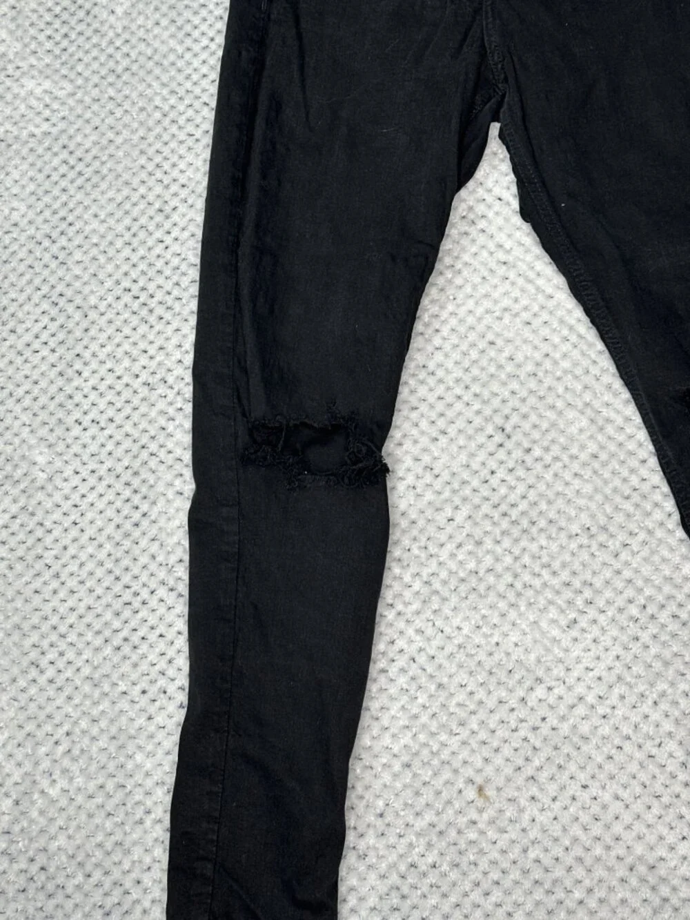 Topshop Jamie Jeans Womens W30 Black High Rise Skinny Distressed Knee Stretch